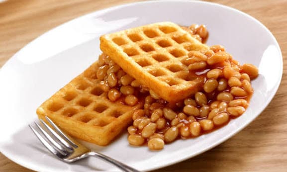 Potato Waffle, Bacon and Beans